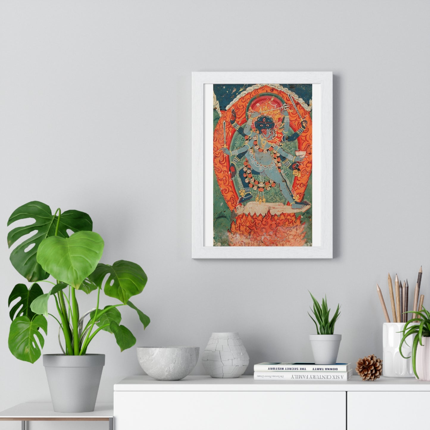 The Hindu Goddess Kali and God Bhairava in Union (18th Century) from the Original, Framed Art Print