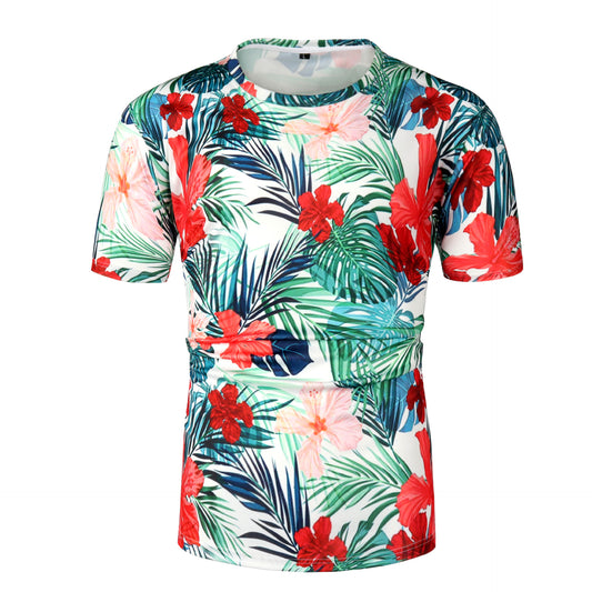 Men's Tropical Jungle Print Round Neck T-Shirt