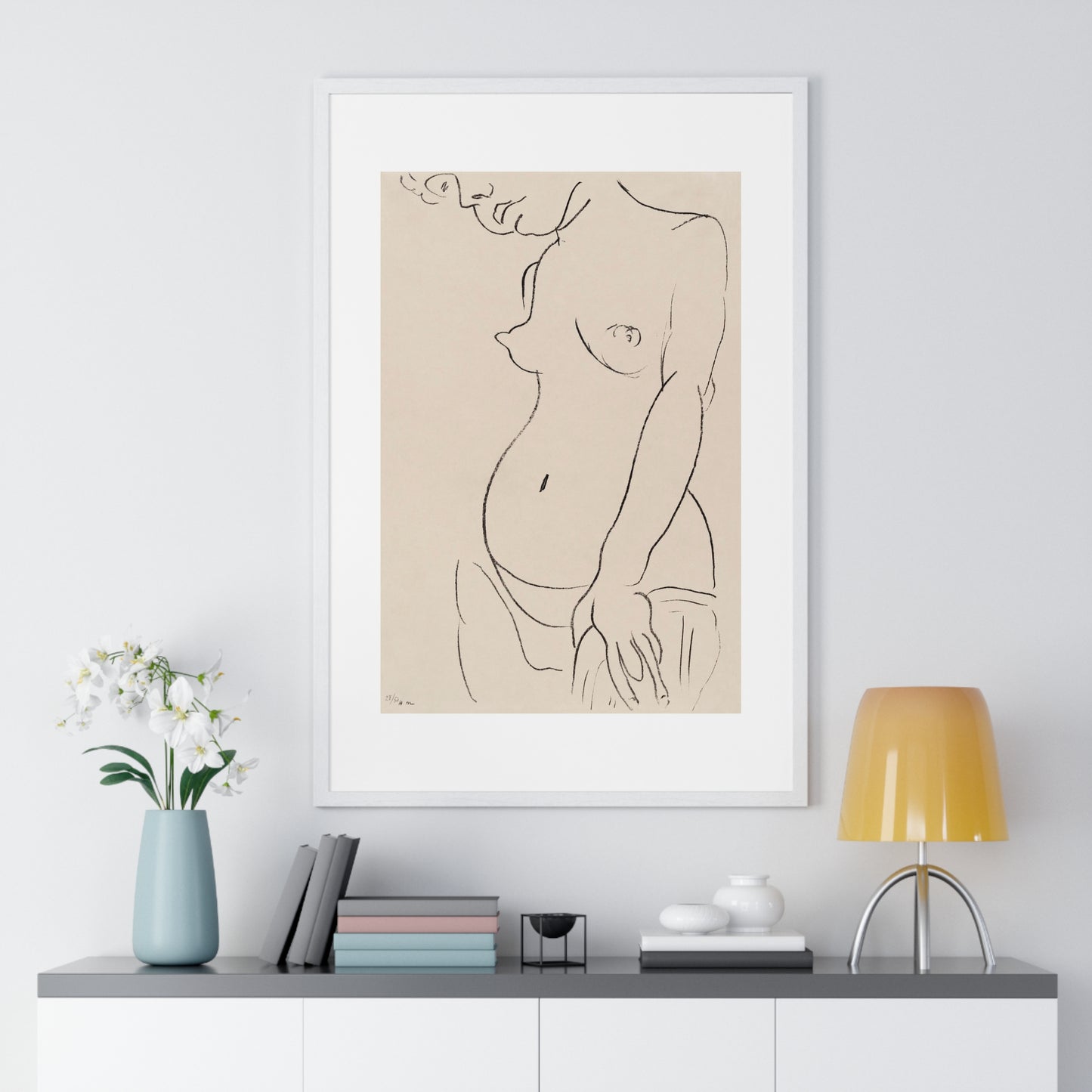 Nude Three Quarters, Part of Head Cropped (1913) by Henri Matisse from the Original, Framed Art Print
