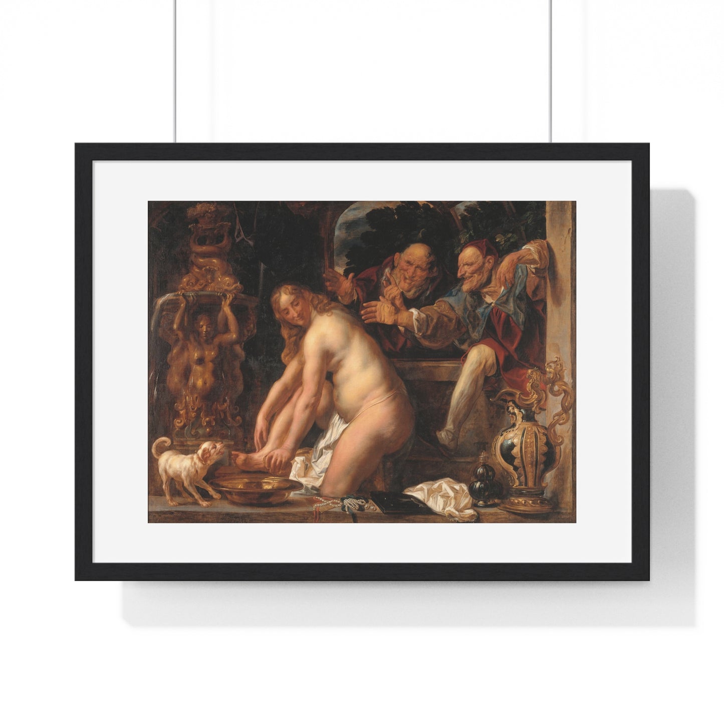 Susanna and the Elders (1653) by Jacob Jordaens, from the Original, Framed Art Print