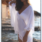 Vireous Solid Colour Beach Bikini Lace White Blouse