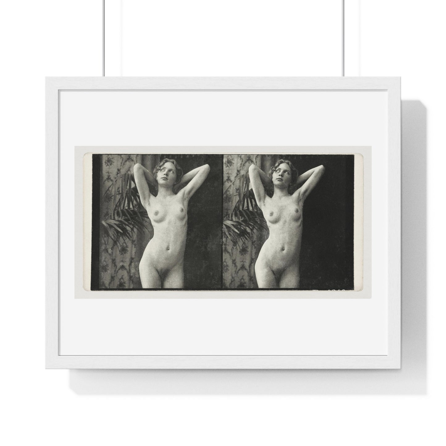 Portrait of a Naked Woman (1873–1910) Vintage Black & White Photography from the Original, Framed Art Print