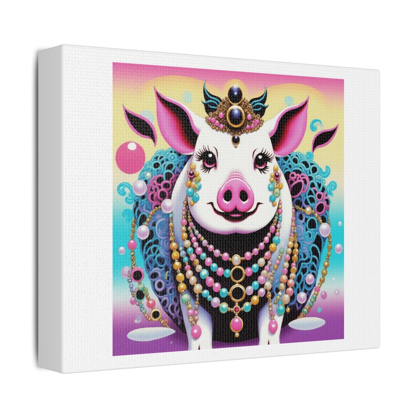 Mythological Pig Deity Portrait II 'Designed by AI' on Canvas