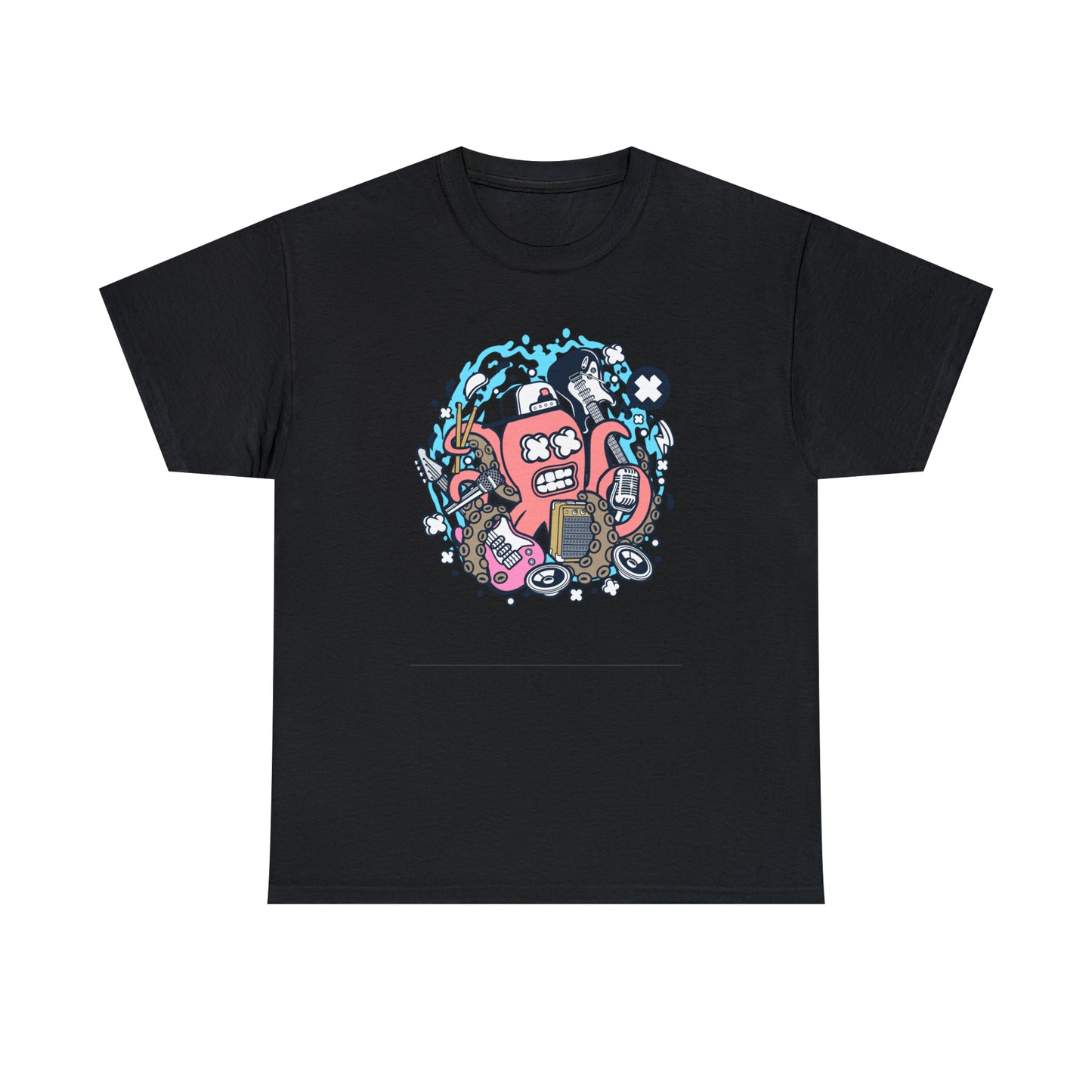 Rock Octopus Musician Cartoon T-Shirt