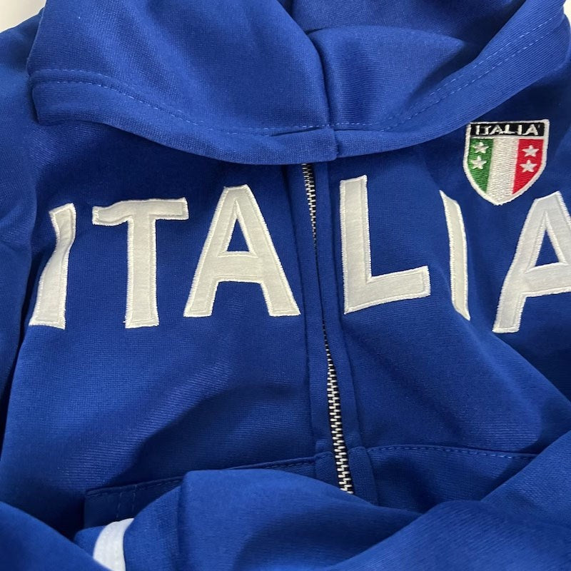 'Italia' Embroidered Blue Women's Zipper Jacket