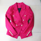 Vireous Rose Red Tailored Women's Double-Breasted Jacket