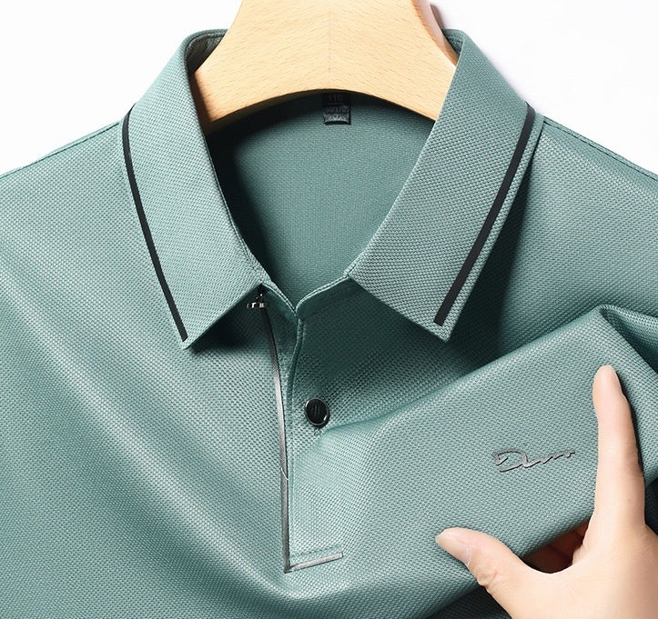 Men's Spring and Autumn Stretch Long-Sleeve Polo Collar Shirt