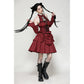 Dark in Love Rosalind Black and Red Tartan Cold Shoulder Halter Neck Dress