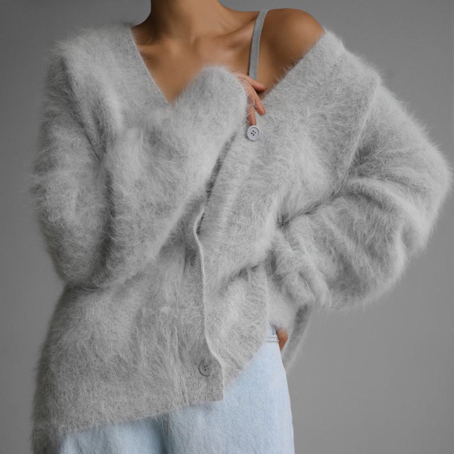 Vireous Loose Button Cardigan, Women's Fashion Soft Knit Sweater