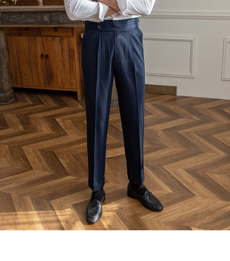 Men's Italian-Style High Waist Straight Leg Pants