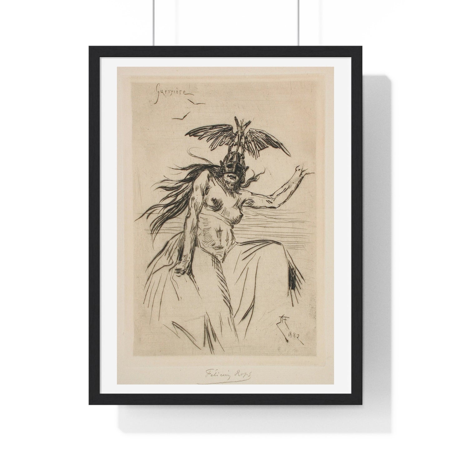 Guerrière (1882) by Félicien Victor Joseph Rops, from the Original, Framed Art Print