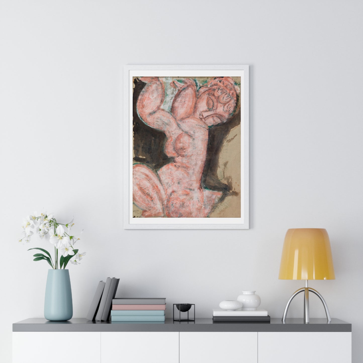 Pink Nude (1914-1915) by Amedeo Modigliani, from the Original, Framed Art Print