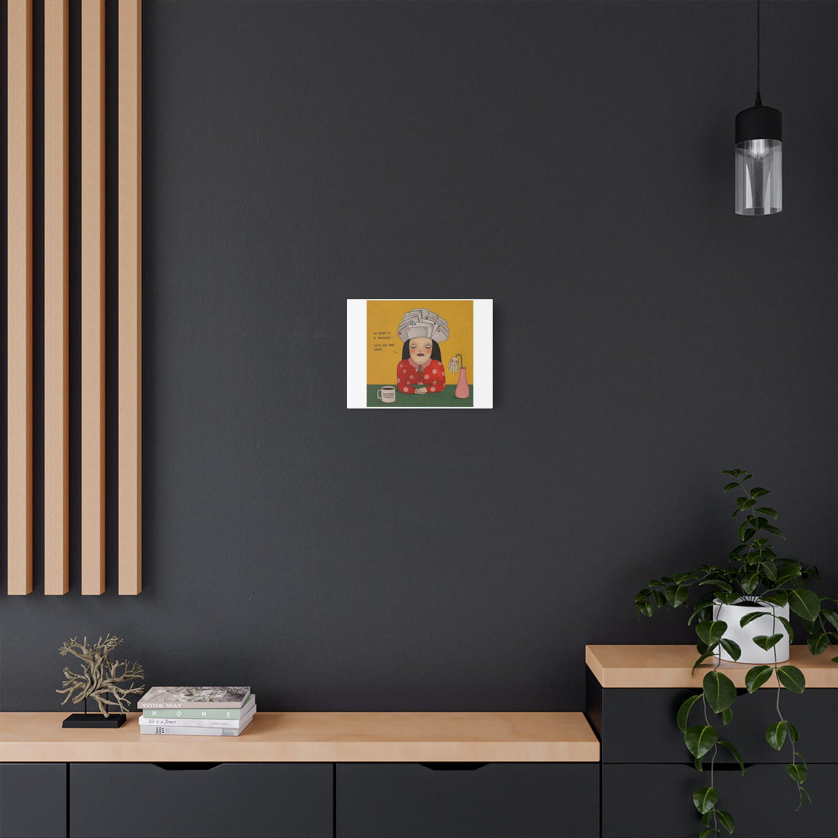 Buffering Thoughts, Cartoon Art Print on Canvas