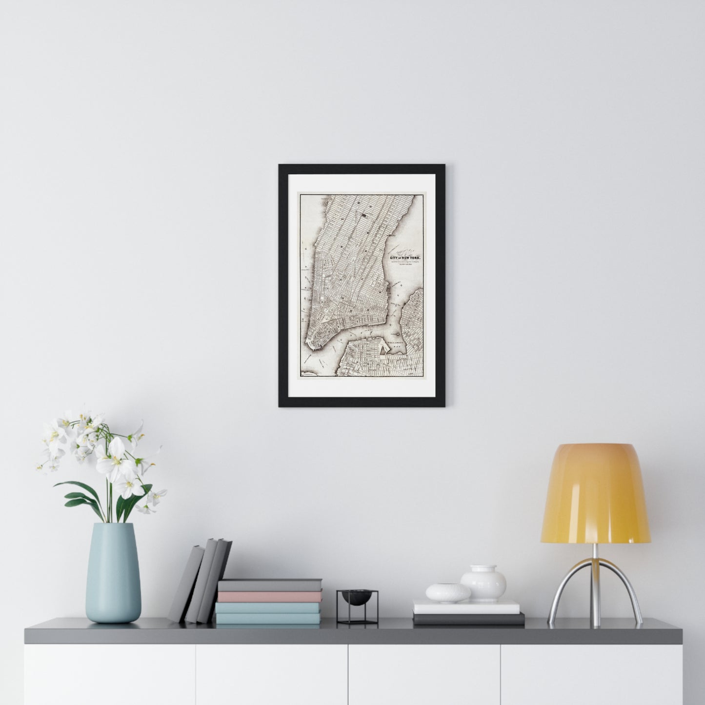 Map of the City of New York (circa 1850) from the Original, Framed Art Print