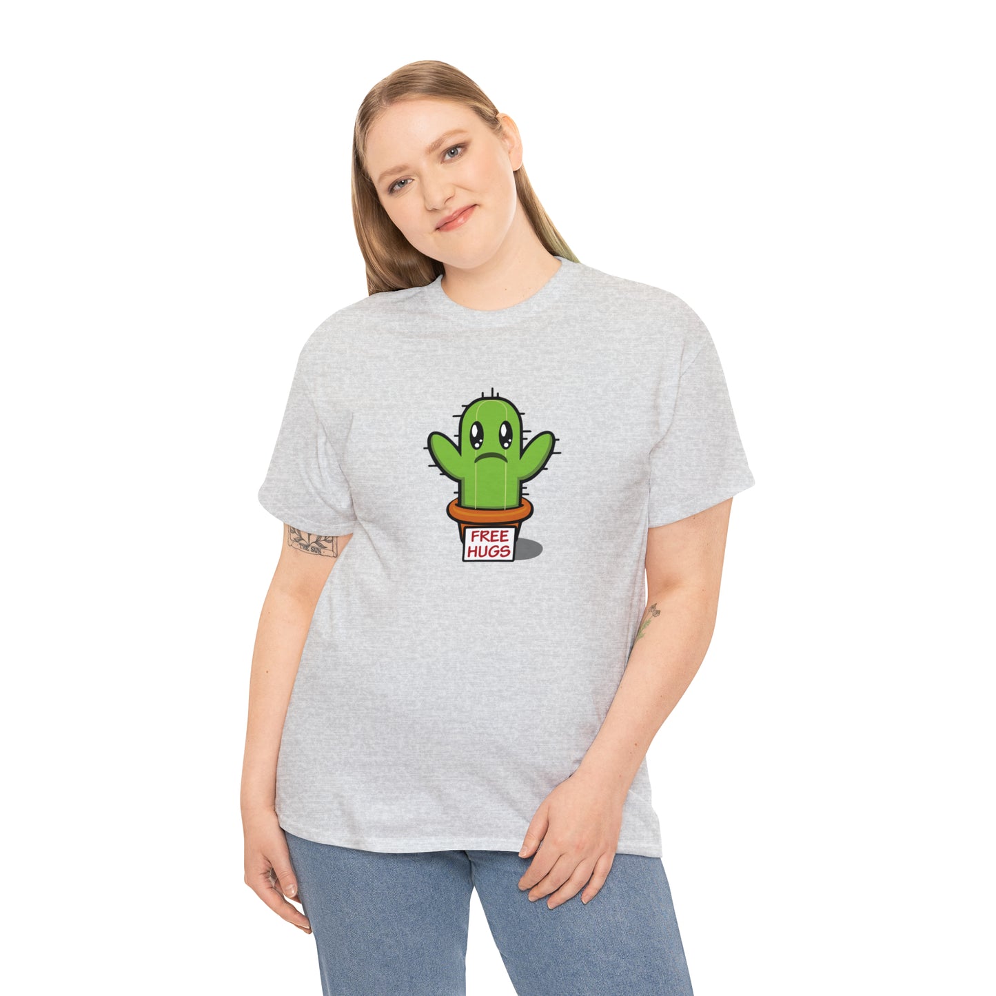 Free Hugs Sad Cactus Design T-Shirt