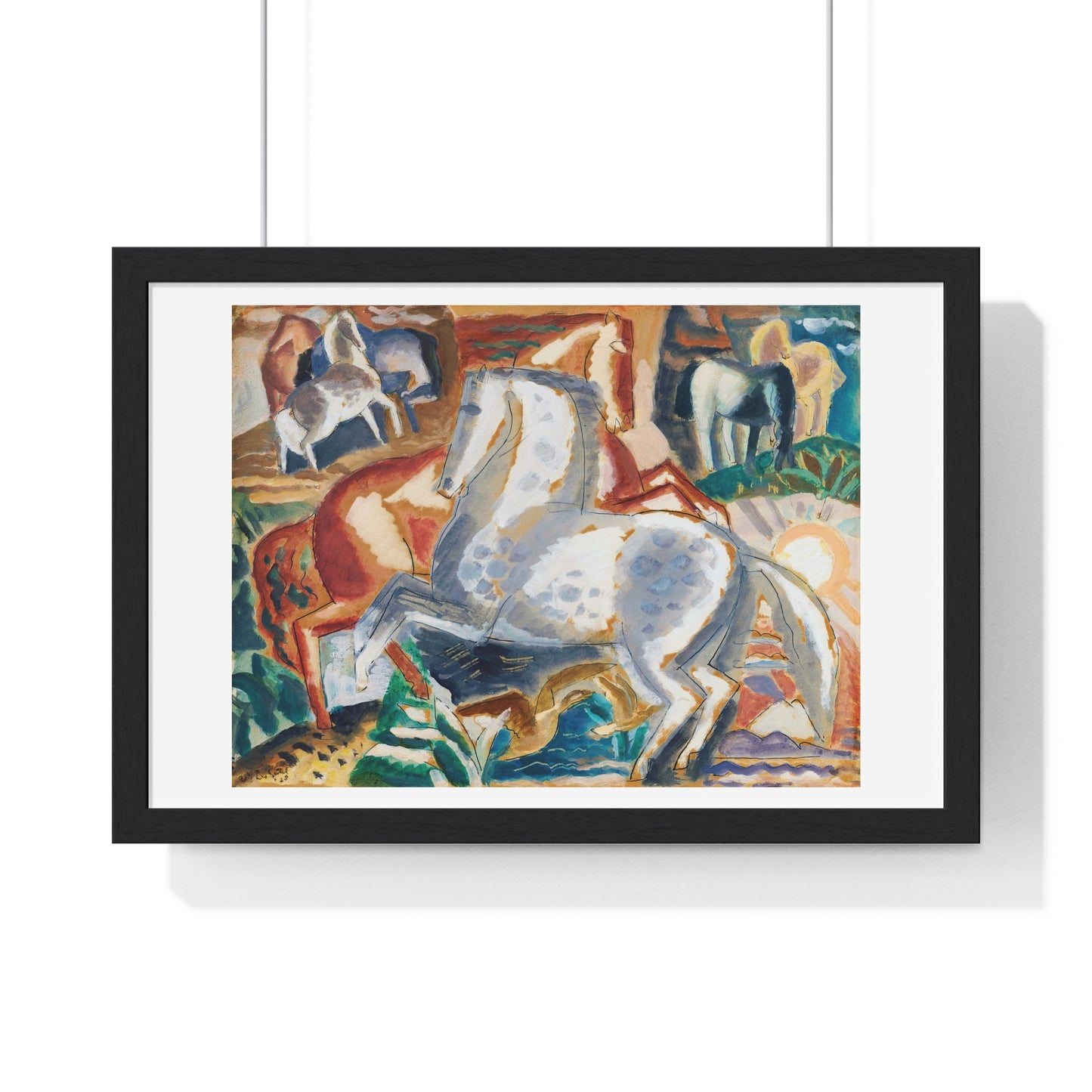 Horses in Landscape (1928) by Leo Gestel, from the Original, Framed Art Print