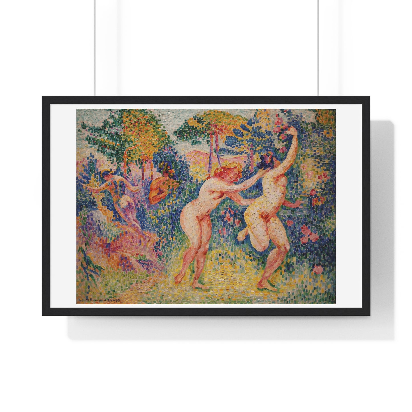 Giclée Print Depicting Two Running Nymphs (1906) by Henri-Edmond Cross from the Original, Framed Art Print