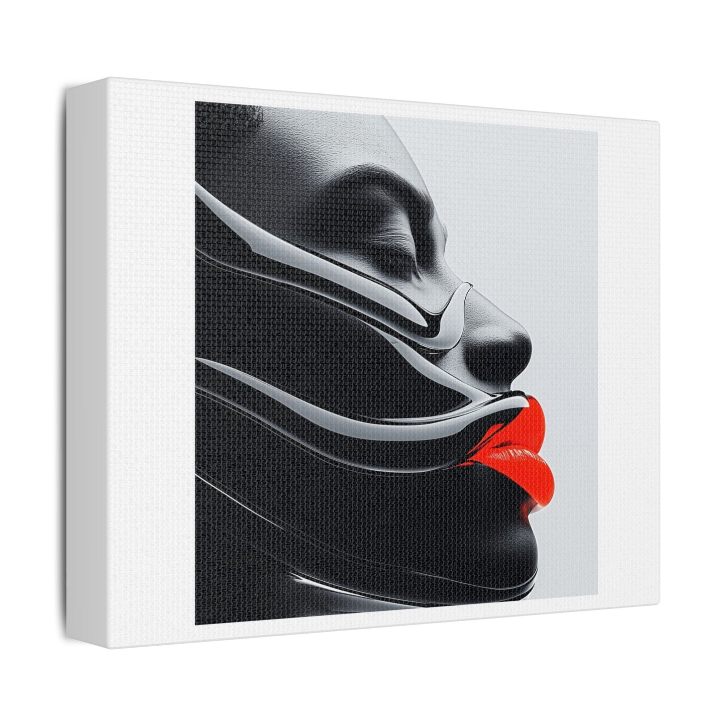 Liquid Lips, Abstract Art Print 'Designed by AI', on Satin Canvas