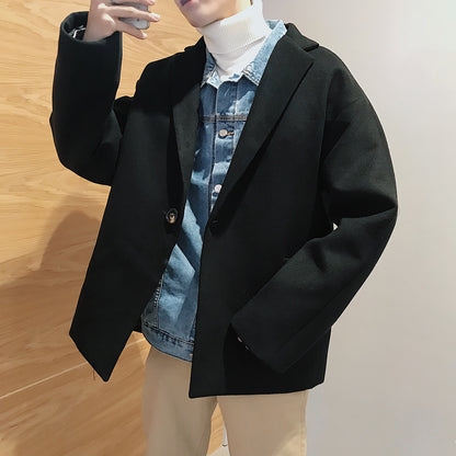 Men's Fashion Loose Minimalist,Straight Hem Short Blazer