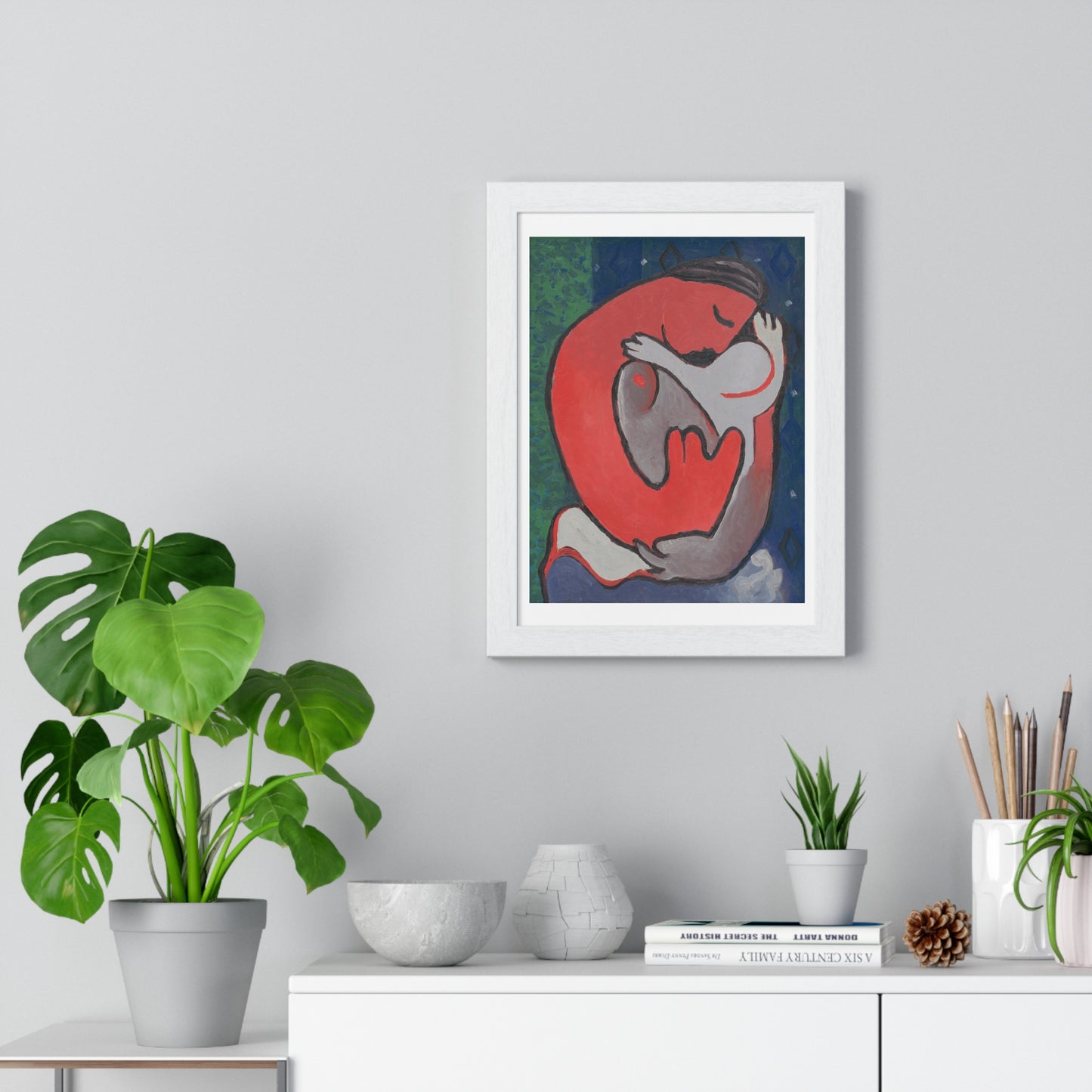 Mother's Embrace (1938) by Mikuláš Galanda, from the Original, Framed Art Print