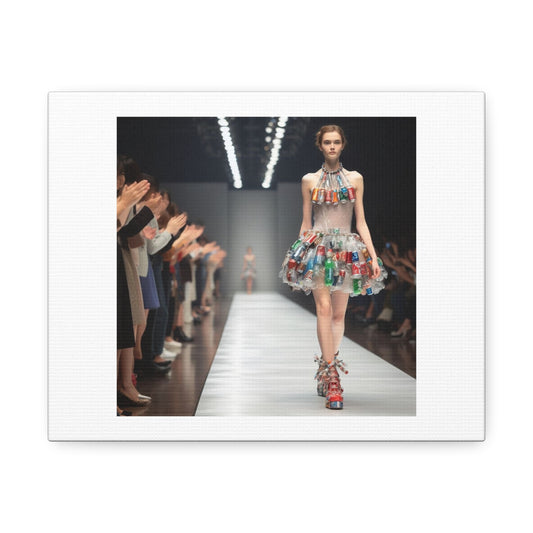 Fashion Catwalk Using Recycled Materials 'Designed by AI' Art Print on Canvas