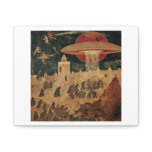 UFO Abductions in Medieval Art III 'Designed by AI' Print on Canvas