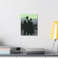 Couple Wearing Alien Mask, Sunglasses Photorealism in Silhouette 'Designed by AI' Art Print on Canvas