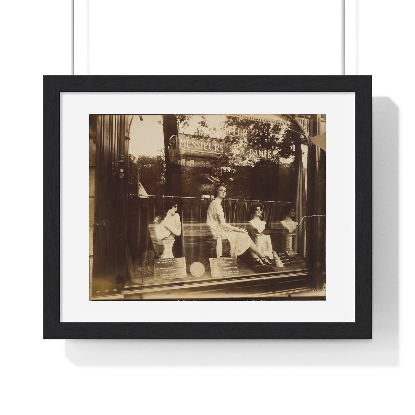 Salon de Coiffure 'Hairdresser's Shop' by Eugène Atget, from the Original, Framed Print