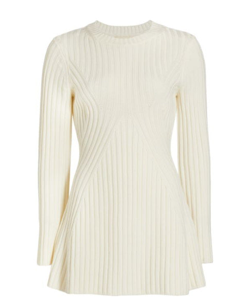 Vireous Textured Round-Neck Knitted Pullover Dress