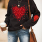 Women's Love Heart Design Casual Round Neck Loose Sweater