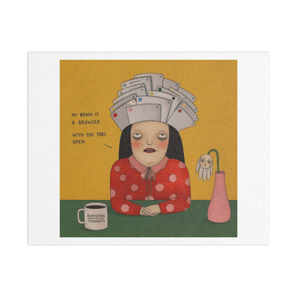Buffering Thoughts, Cartoon Art Print on Canvas