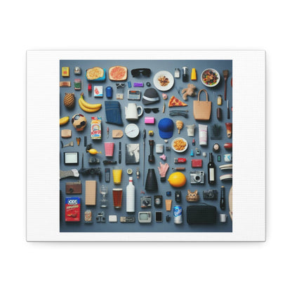 Collection of Items That Don't Exist Arranged in Alphabetical Order 'Designed by AI' Art Print on Canvas