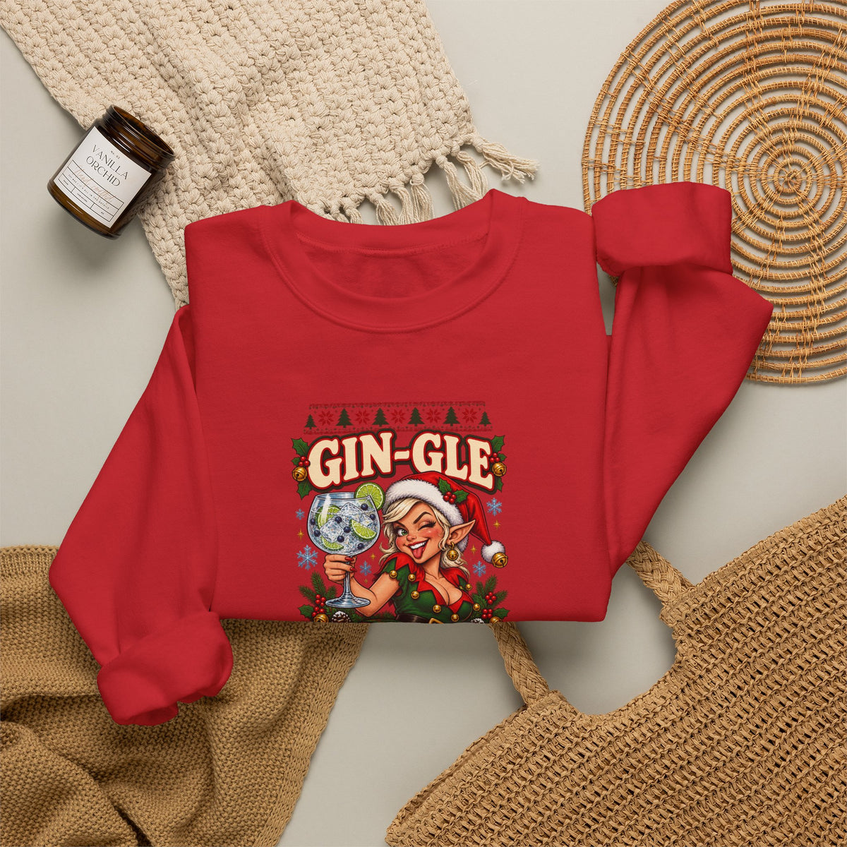 Funny Adult Christmas Jumpers: 'Gin-gle All the Way' Christmas Crewneck