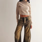 High-Stretch Mid-Rise Barrel Jeans, Fashion Wide Leg Women's Jeans