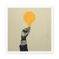 Innovation Hand Holding Light Bulb 'Designed by AI' Art Print on Canvas