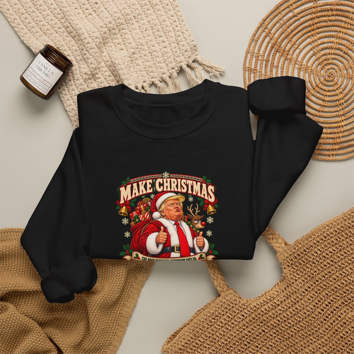 Funny Adult Christmas Jumpers: 'Make Christmas Great Again' Santa Crewneck