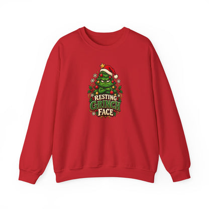 Funny Adult Christmas Jumpers: 'Resting Grinch Face' Christmas Crewneck