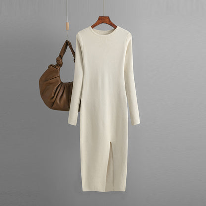 Vireous Daily Business Wear Long Sleeve Skinny Knit Dress