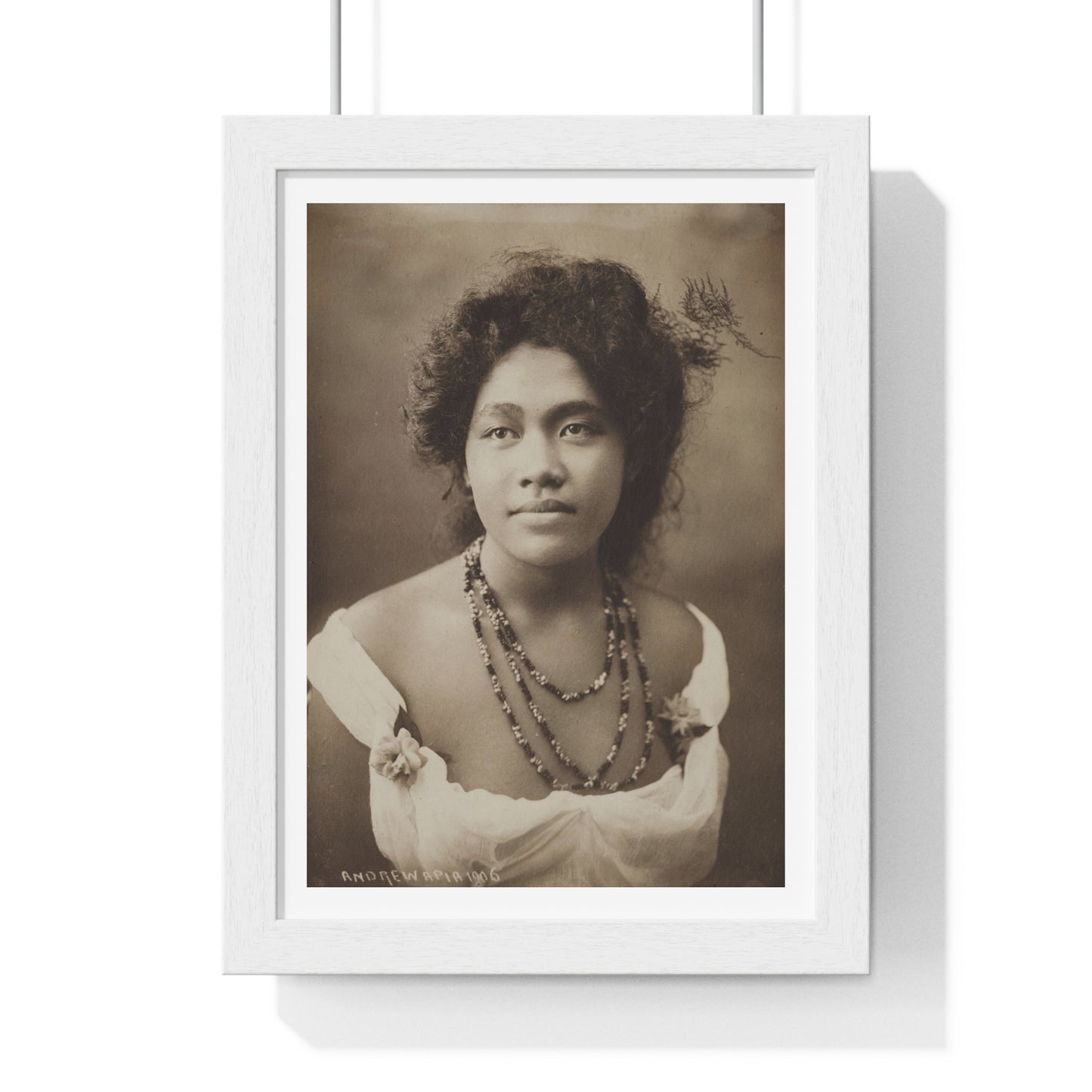 Portrait of a Young Samoan Woman (1906) by Thomas Andrew, from the Original, Framed Print