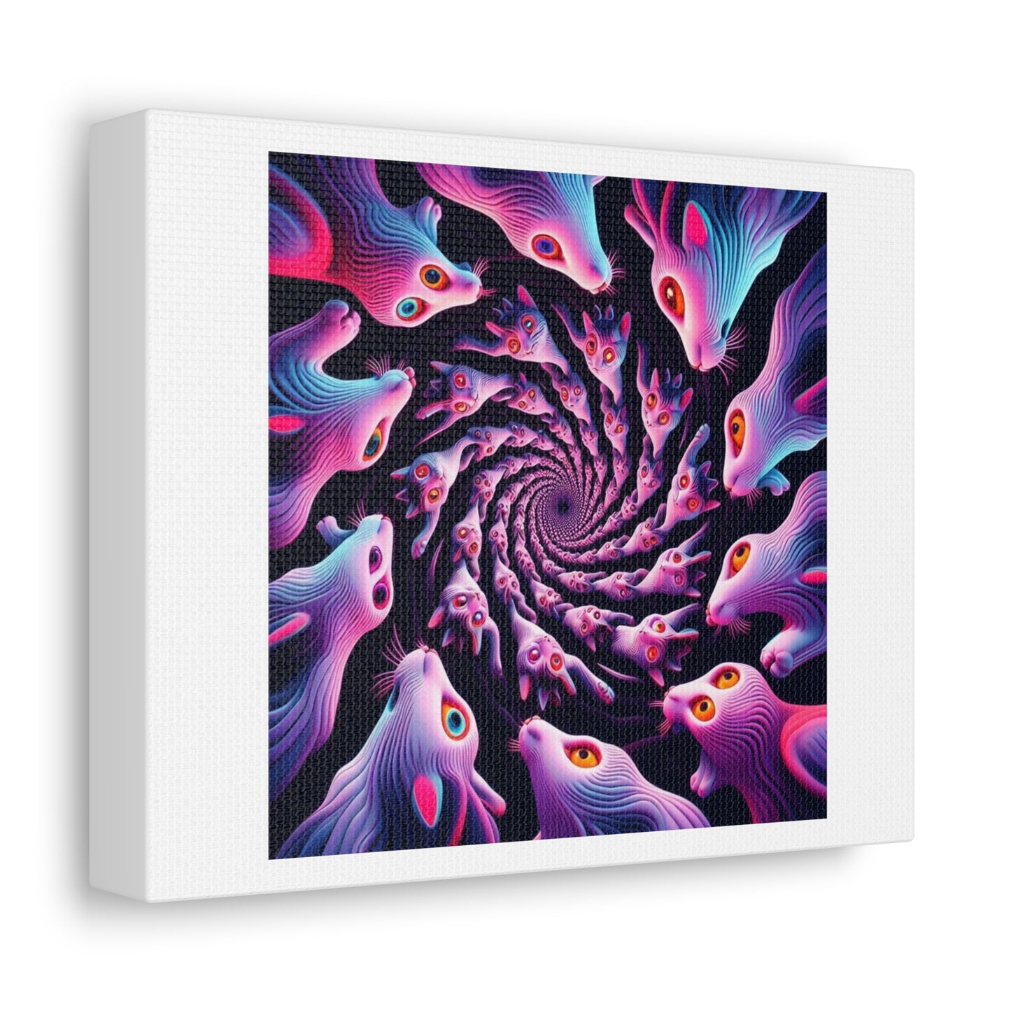 Psychedelic Cat Spiral of Eternity 'Designed by AI' Art Print on Canvas