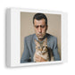 Portrait of a Cat with his Human 'Designed by AI' Art Print on Canvas