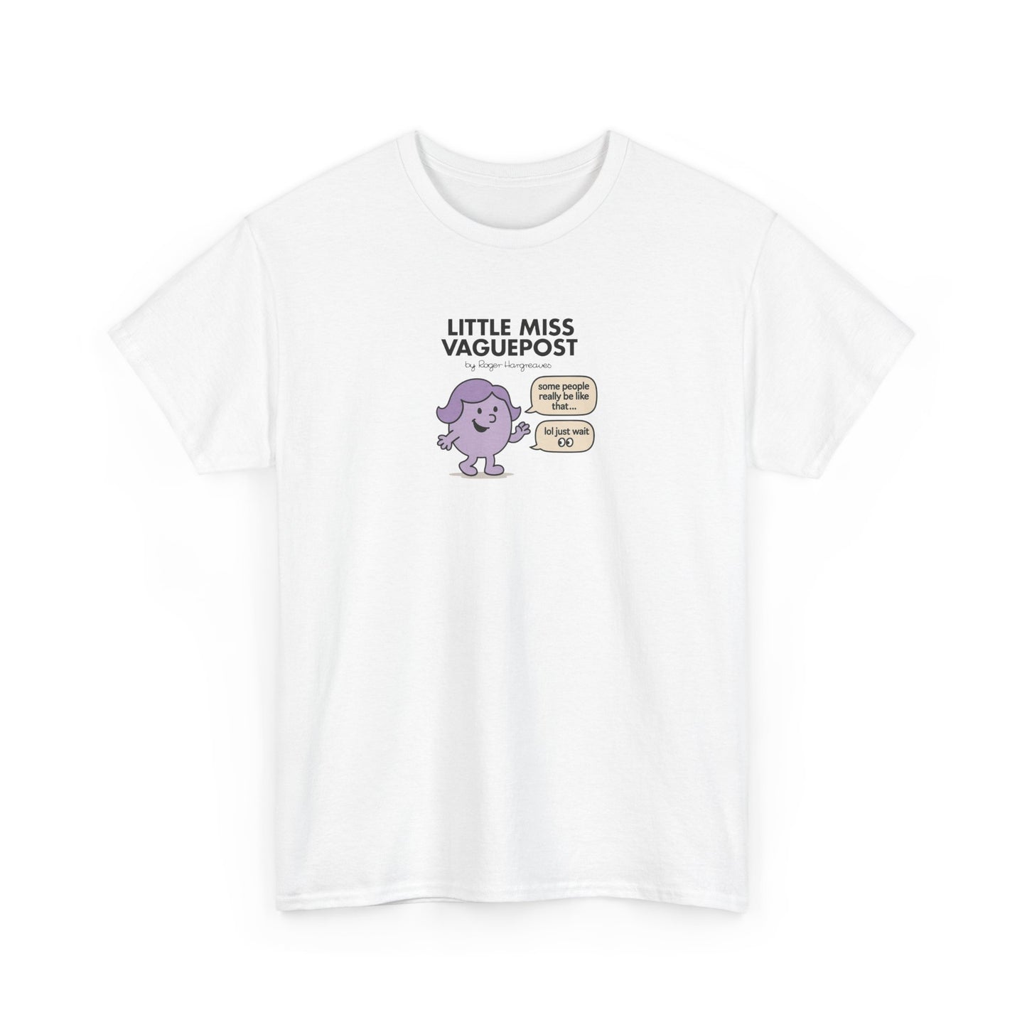 Little Miss Vague Post, Funny Mr Men Cartoon Art T-Shirt