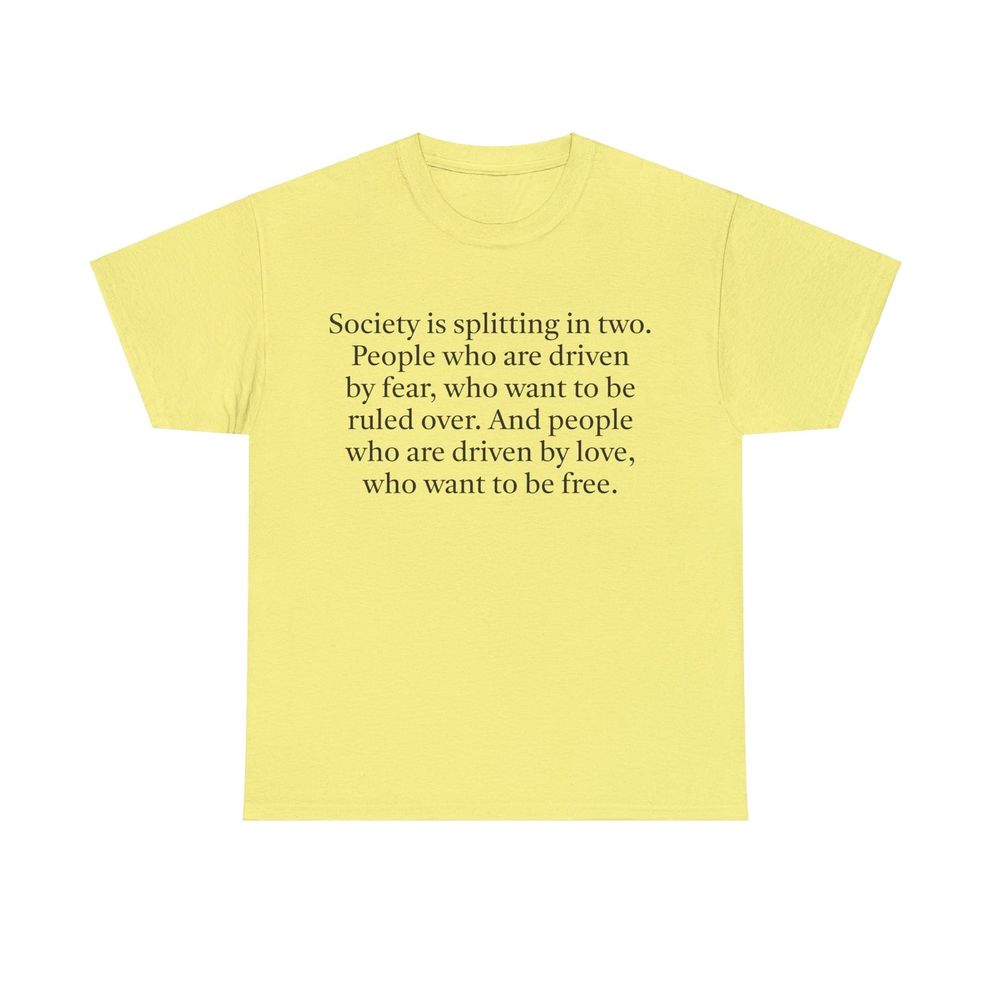 Society is Splitting in Two: People Driven by Love or by Fear T-Shirt