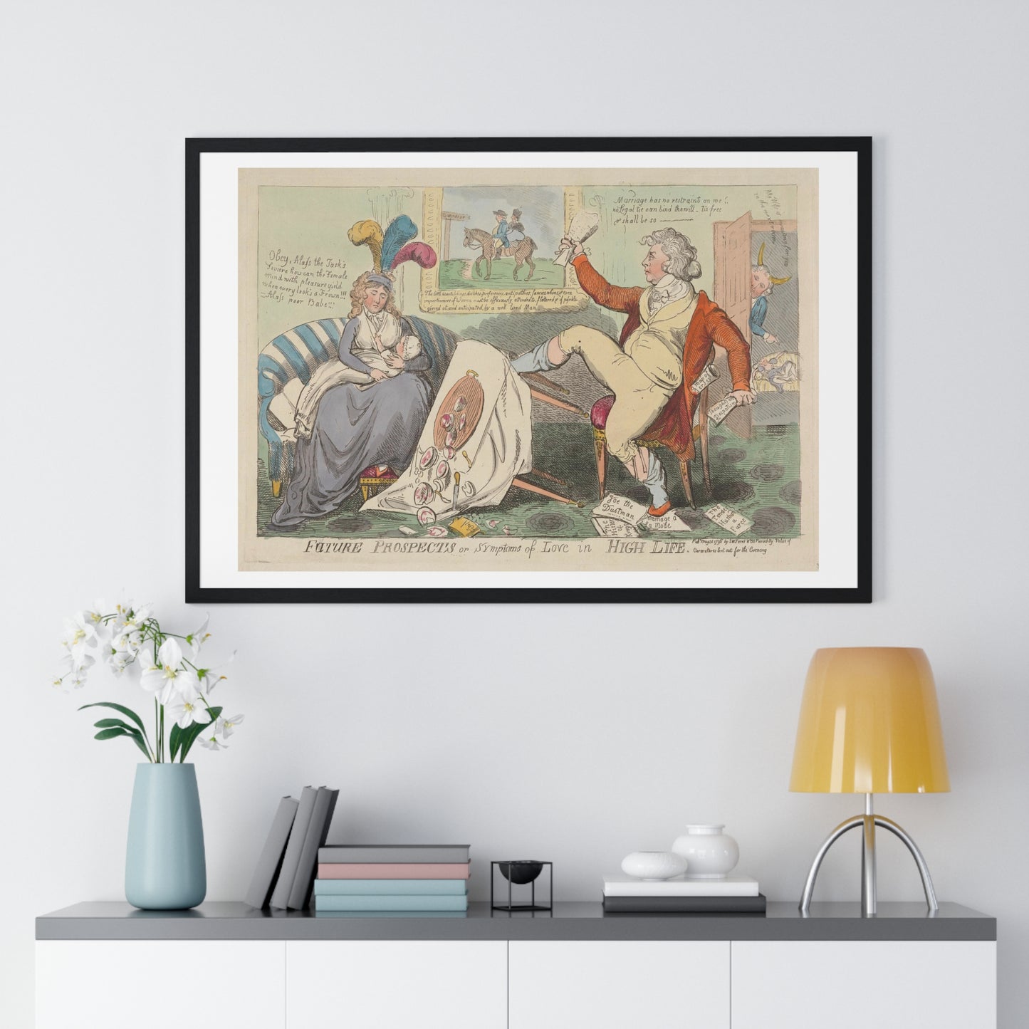 Symptoms of Love in High Life (1796) by Isaac Cruikshank, from the Original, Framed Art Print