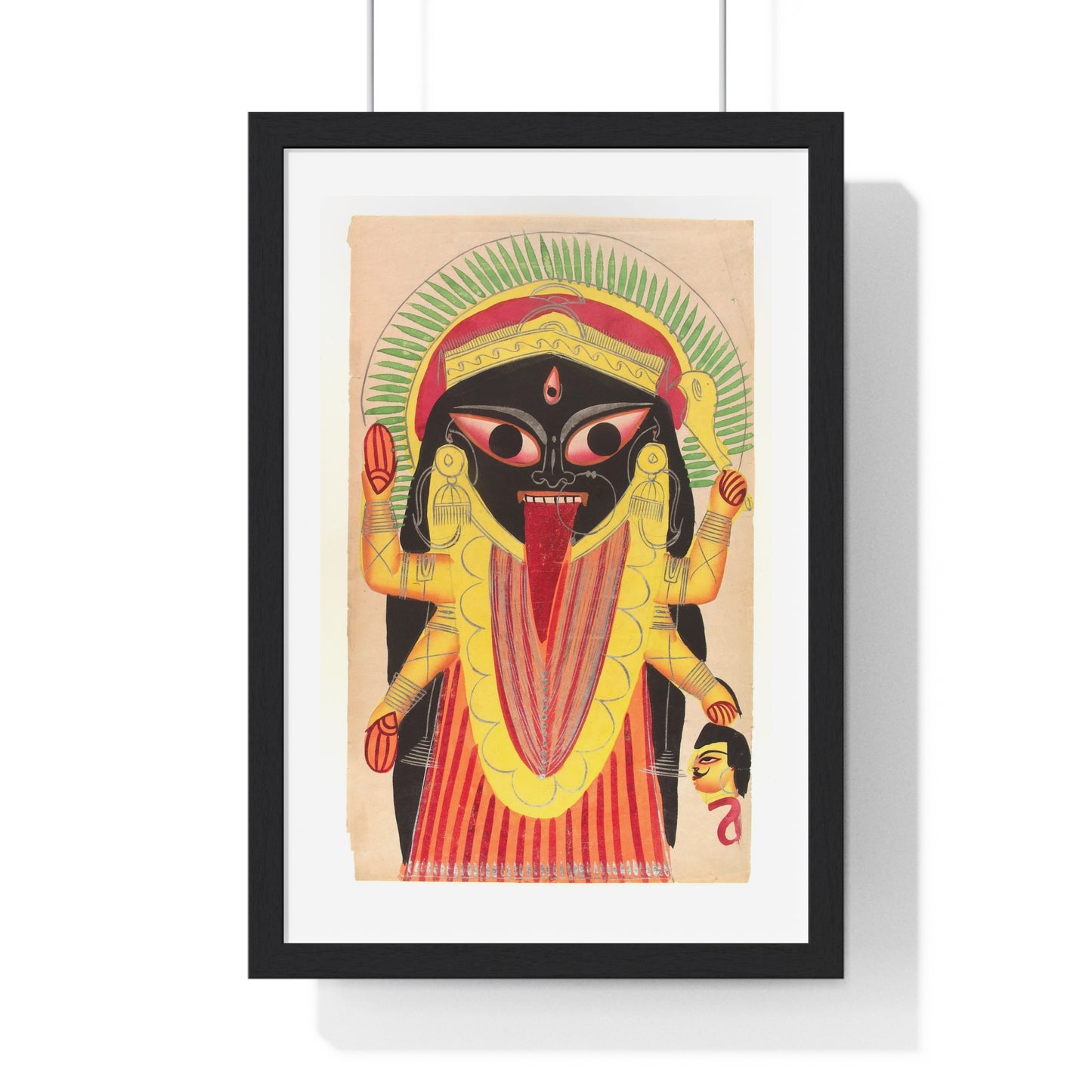 Kali Holding a Demon's Head, Indian Watercolour, from the Original, Framed Art Print