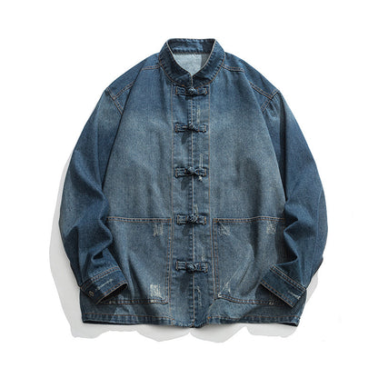 Plus-Size Unisex Denim Jacket, Artist Style Retro