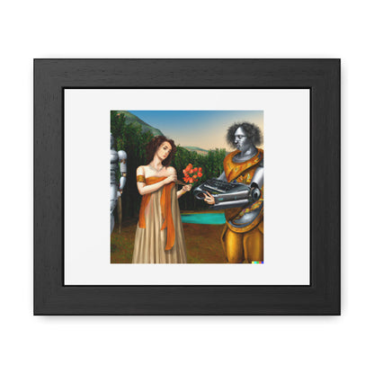 Human Centric Robots In The Style Of Bacchus and Ariadne By Titian 'Designed by AI' Wooden Framed Print