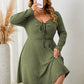 Vireous Plus Size Square Collar Dress