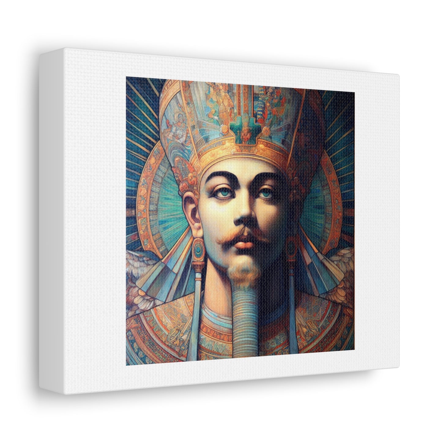 Oil Painting of King Tut in the Style of Alphonse Mucha 'Designed by AI' Art Print on Canvas