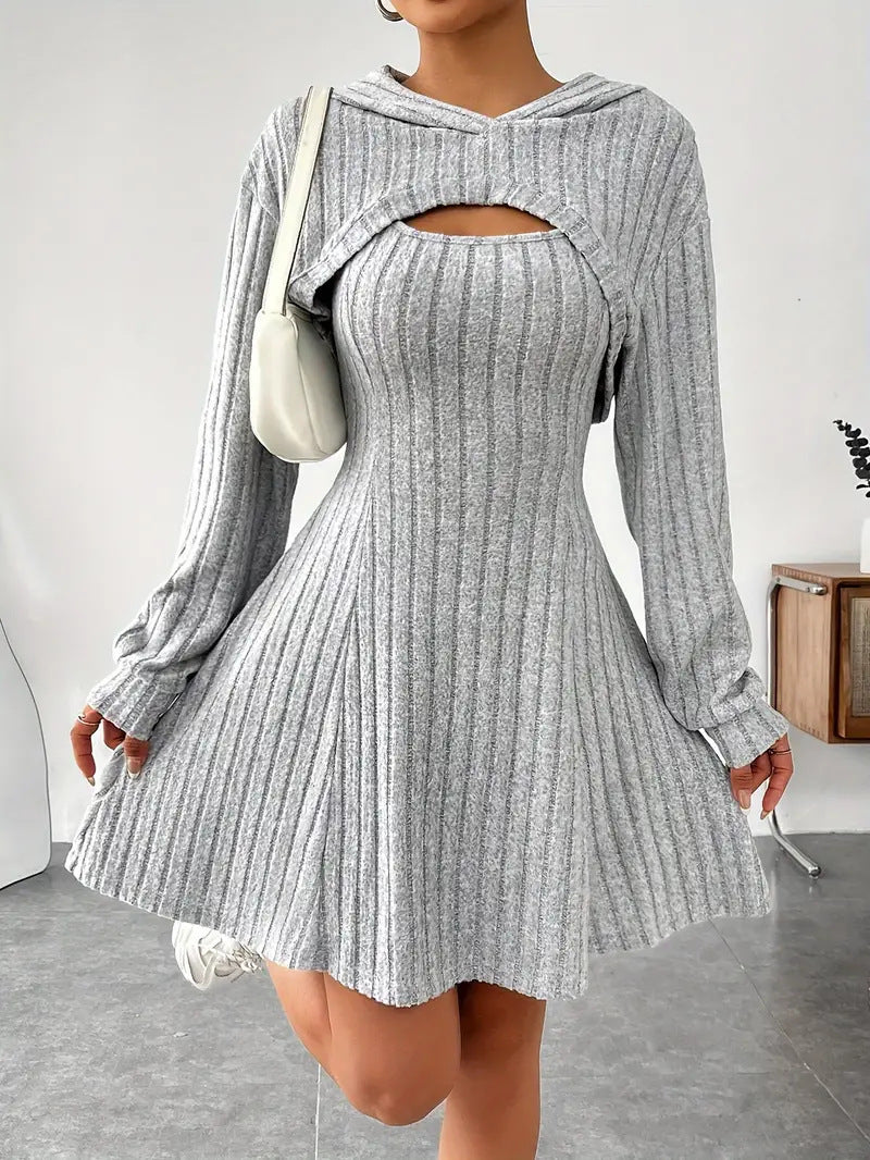 Vireous Two-Piece Dress, New Season Hooded Shawl Dress